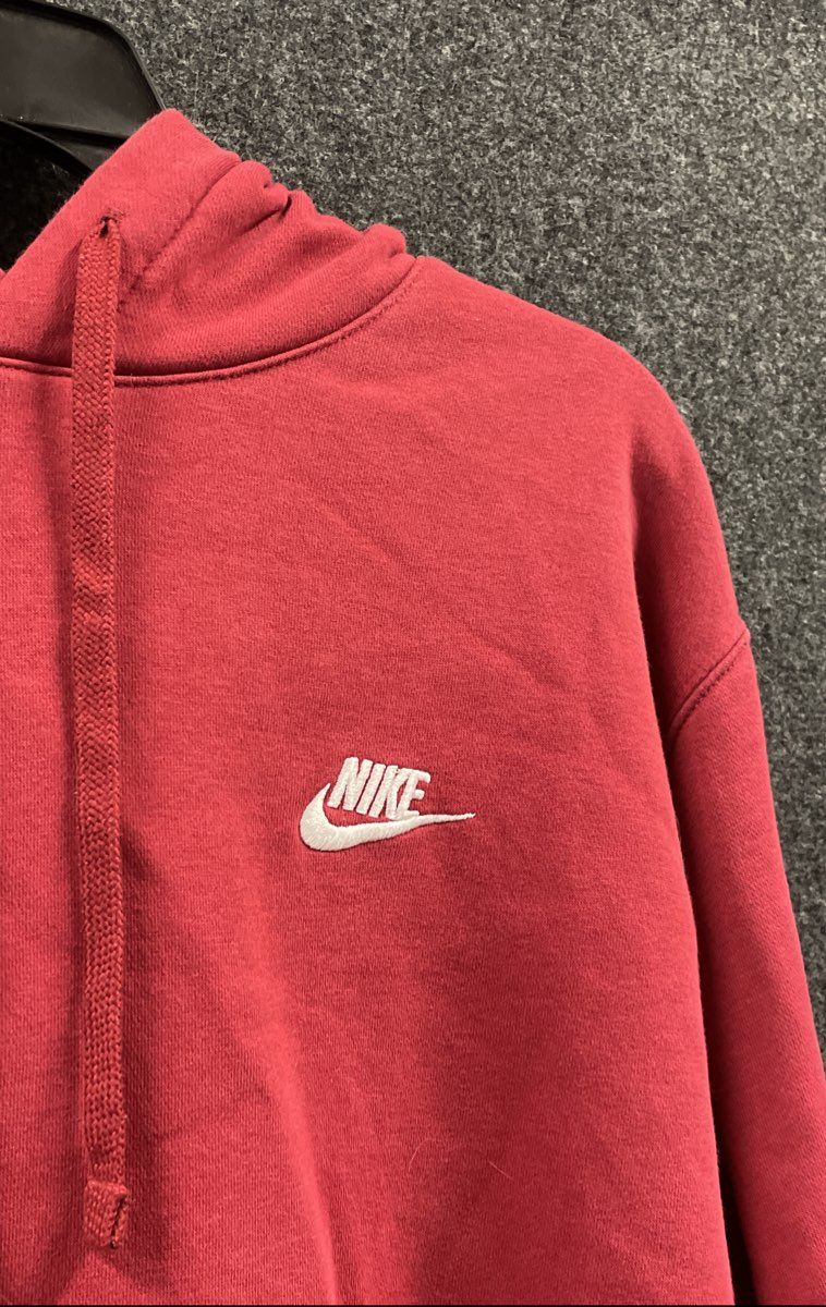 Nike Men's Red Pullover Hoodie Embroidered Swoosh Logo Fleece Size Large