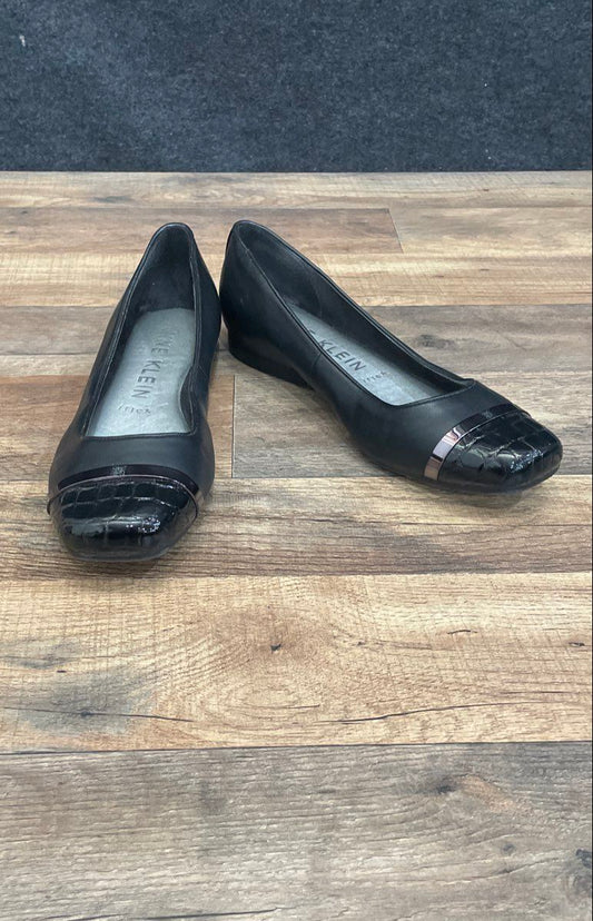 Anne Klein Rhea iFlex Black Croc Patent Ballet Flats Women's Size 8M