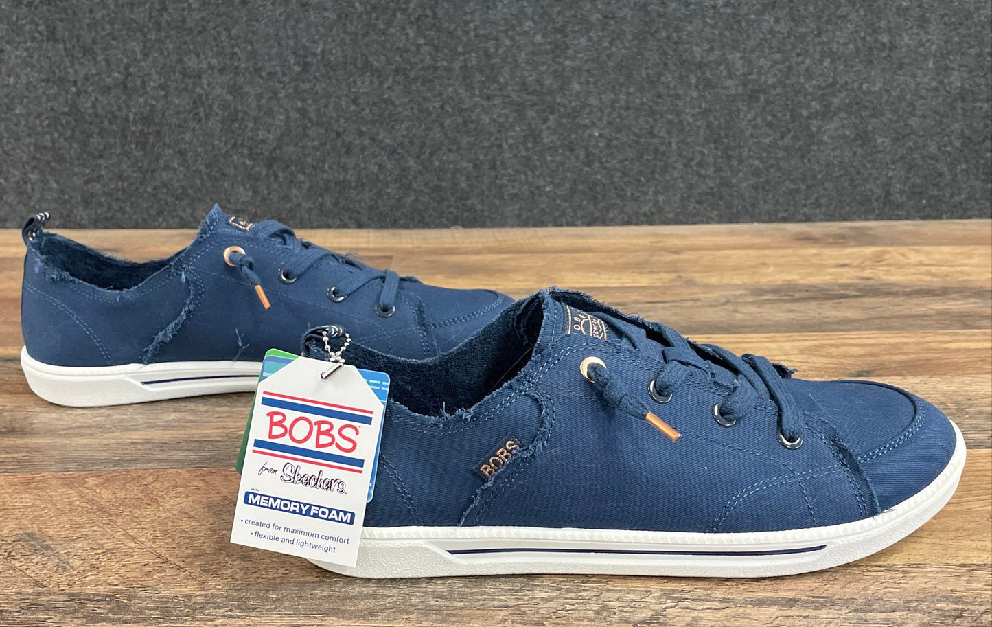 Skechers BOBS Beach Bingo Navy Canvas Slip-On Sneakers Women's Size 11 NWT