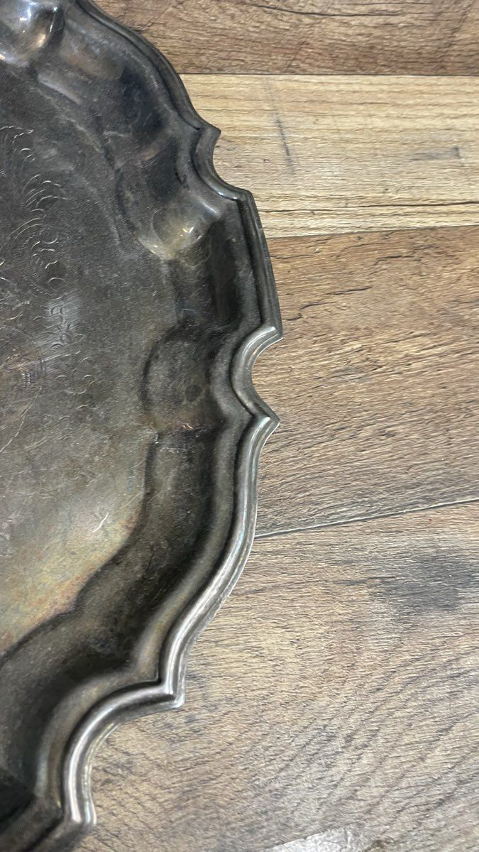 Vintage Style Ornate Sliver-Plated Serving Tray