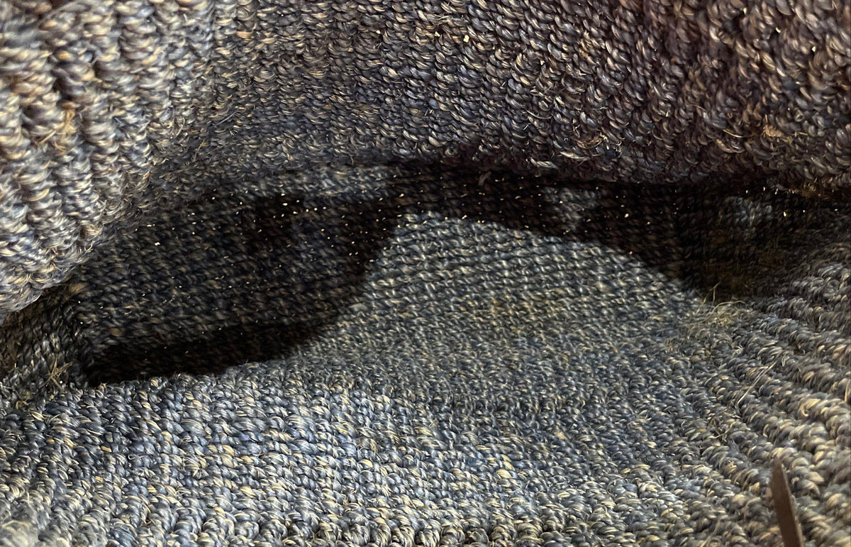 Vintage Large Blue Woven Straw Tote Bag Beach Shoulder Bag Leather Handles