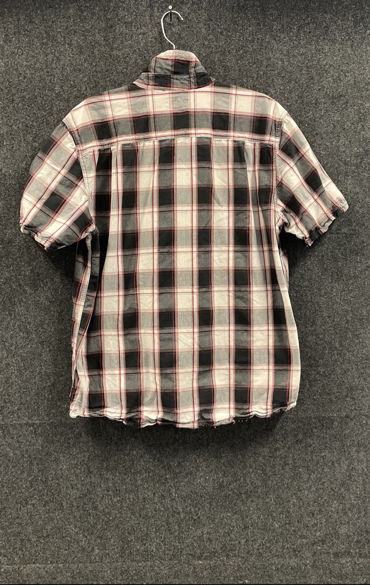 Carhartt Men's Short Sleeve Button Up Shirt Black White Red Plaid Relaxed Sz L