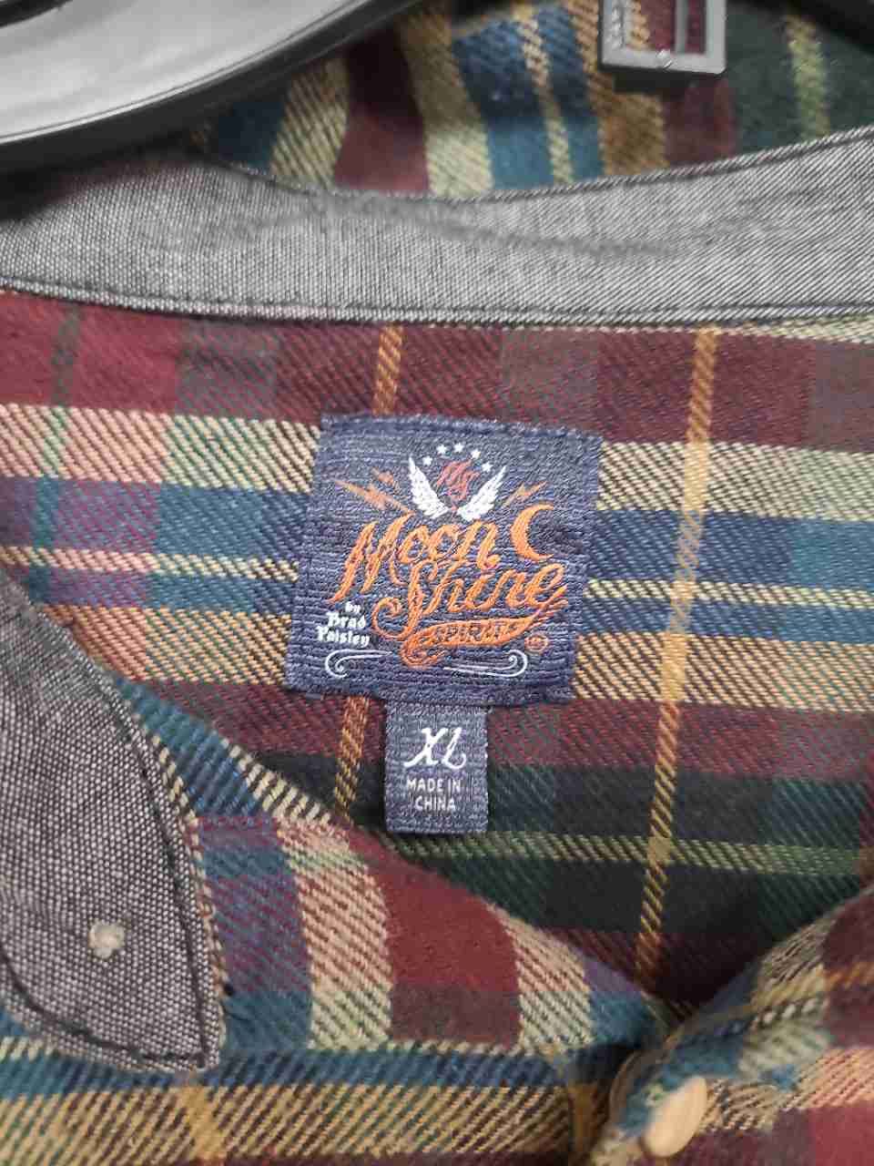 Moonshine Spirit by Brad Paisley Men's Multicolor Plaid Western Snap Shirt XL