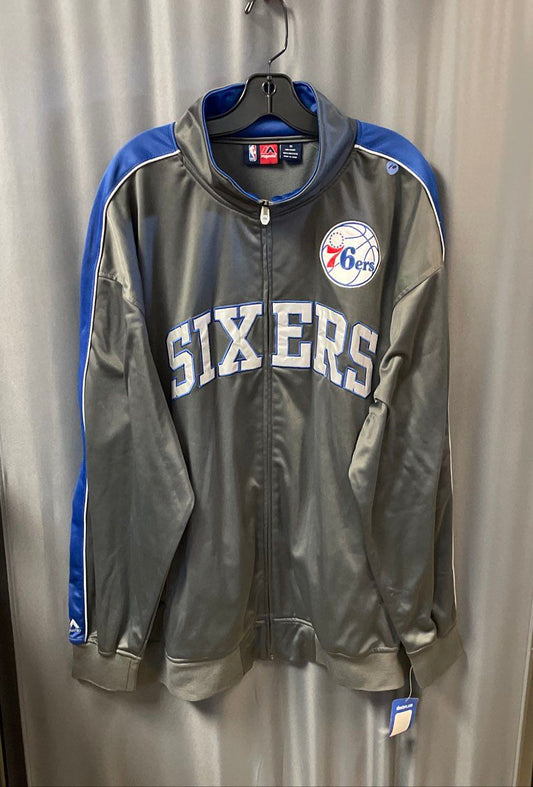 Men's Majestic NBA Blue/Grey Polyester Collared Zip-Up Jacket Size 3X
