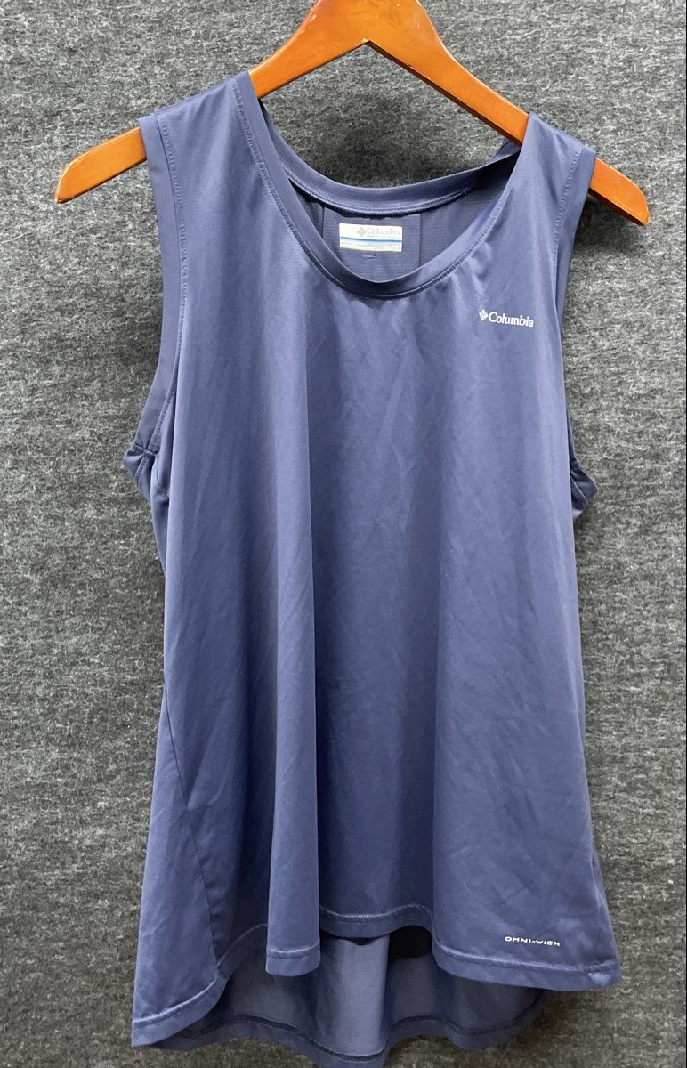 Columbia Women's Blue Omni-Wick Back Pleat Hiking Active Tank Top Sz XL