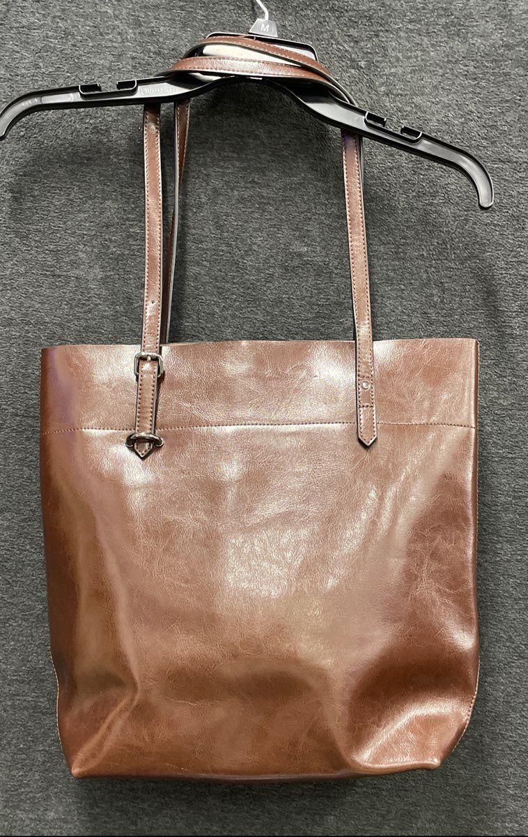 S-ZONE Brown Split Cow Leather Large Tote Bag Shoulder Handbag D03V201704