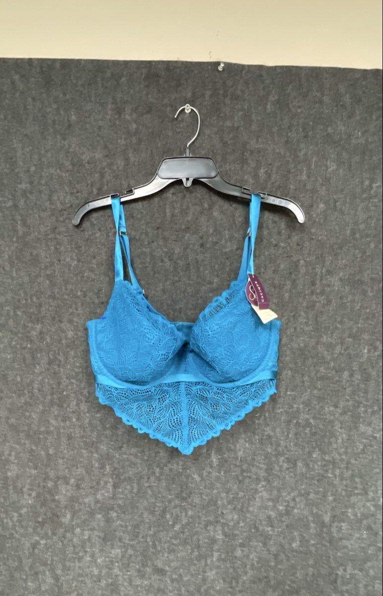 Cacique Women's Seriously Sexy French Balconette Lace Bra Blue Sz 36DDD NWT