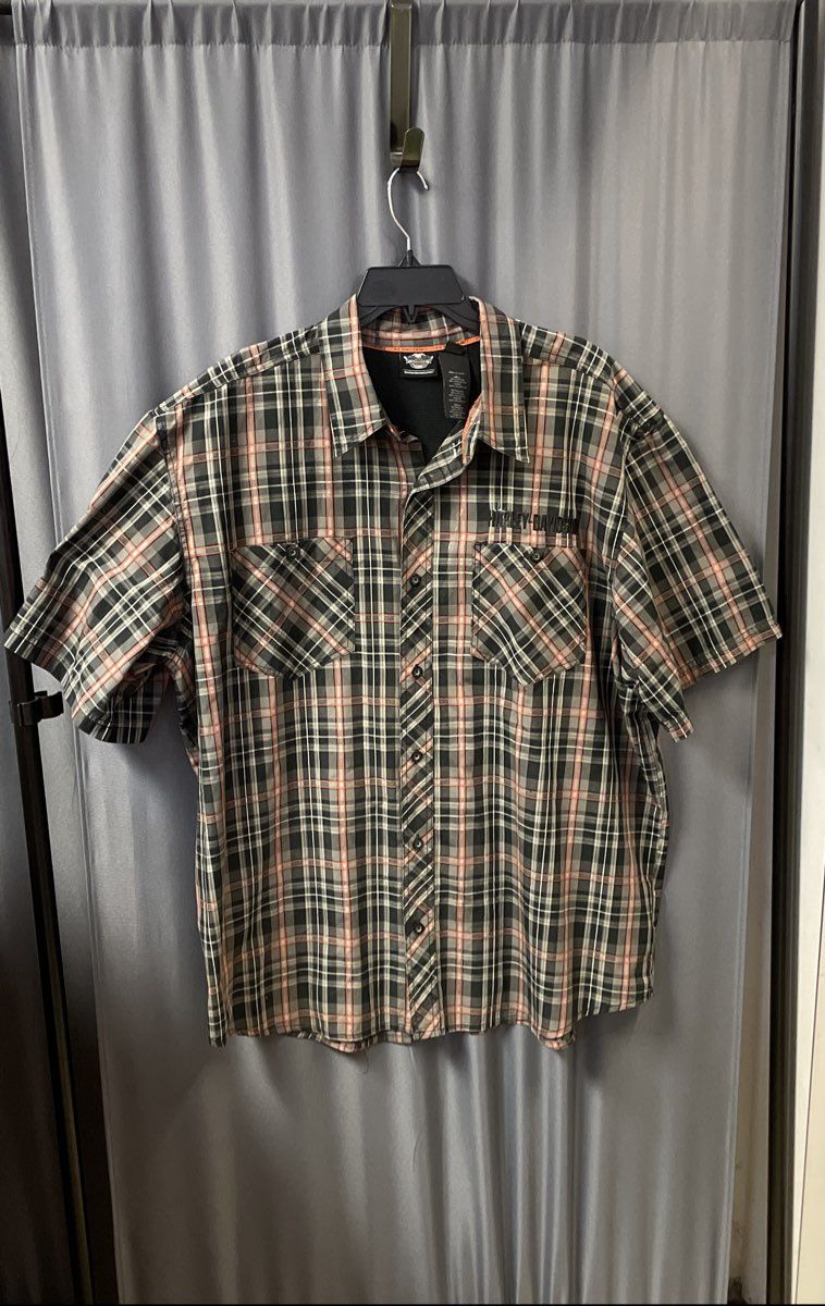 Harley-Davidson Willie G Skull Plaid Short Sleeve Performance Shirt Sz 2XL