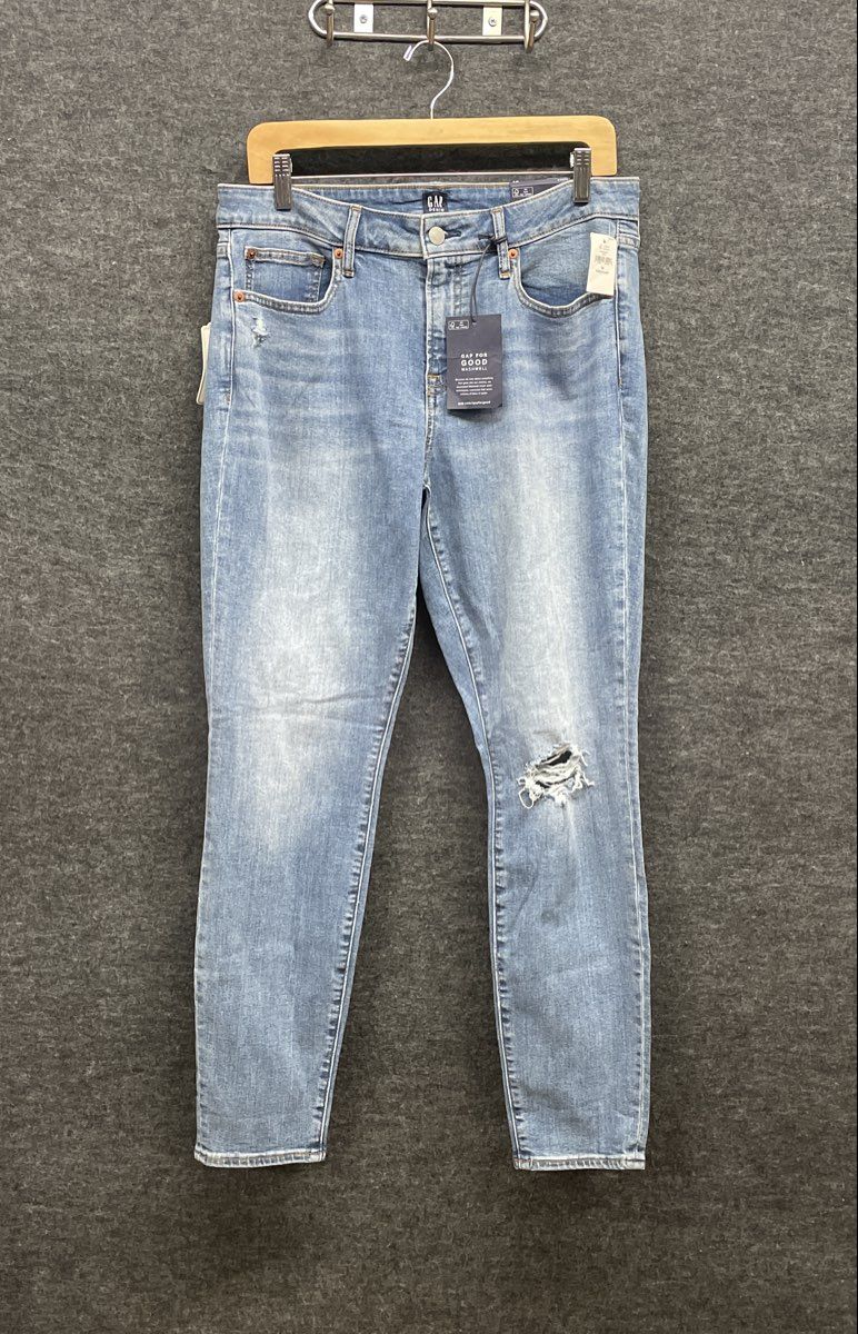 GAP Women's Light Wash Distressed High Rise Skinny Jeans Sz 32 NWT