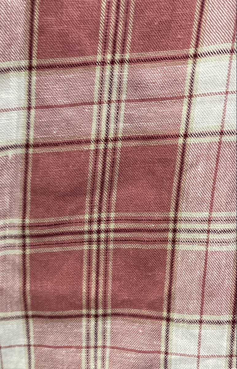 LOFT Women's Pink Plaid Rayon Linen Pintuck Popover Blouse Ruffle Cuff Sz M