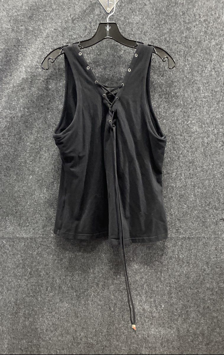 Harley-Davidson Women's Black Tank Top Lace-Up Back Feather Graphic Sz XL