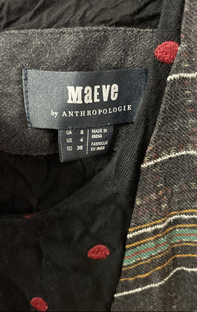 Maeve Anthropologie Women Mixed Fabric Floral Plaid Polka Dot Dress Size 4