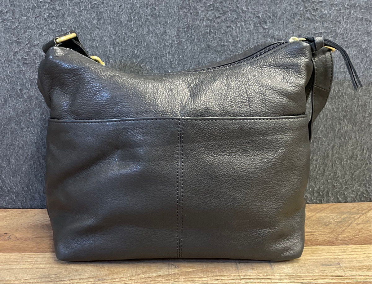 Great American Leather Works Black Leather Laced Front Crossbody Shoulder Bag