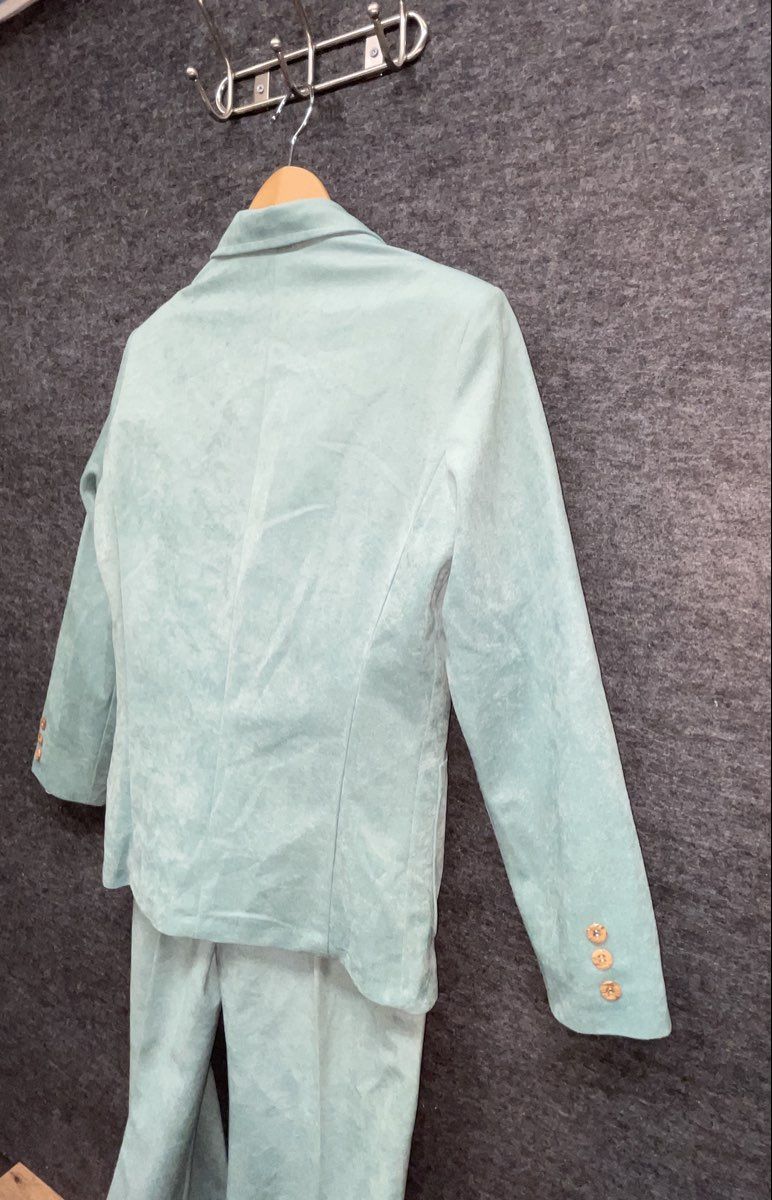 Vintage 90s Chestnut Hill Women's Mint Green 2 Piece Pant Suit Blazer Sz 11/12