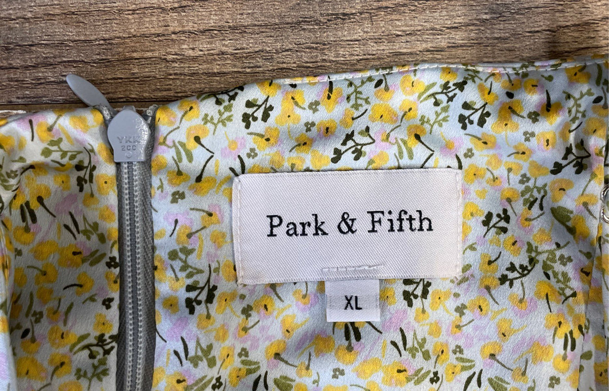 Park & Fifth Women's Floral Satin Cowl Neck Maxi Dress Yellow Multi Sz XL