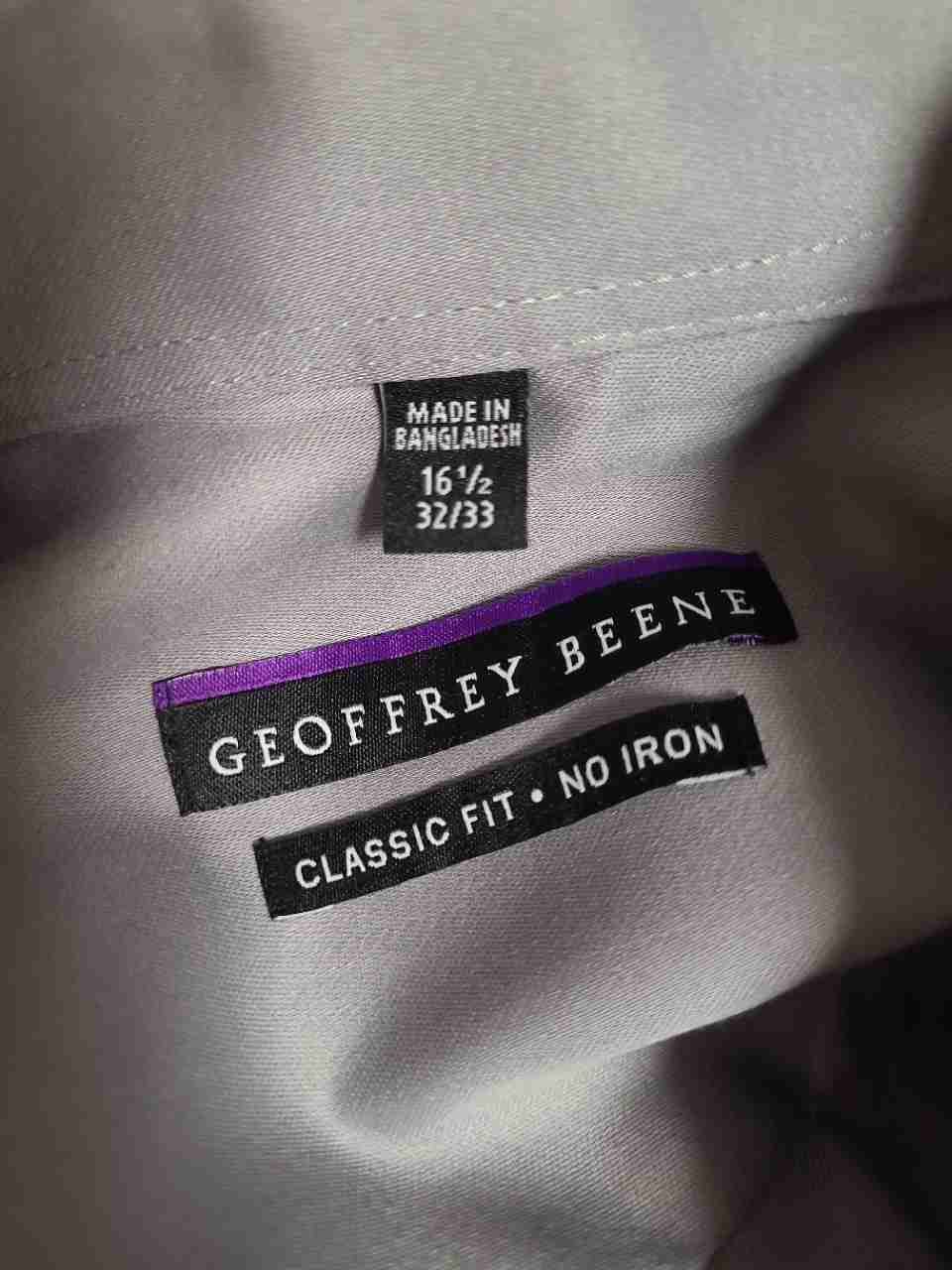 Geoffrey Beene Men's Dress Shirt Lot of 2 Pink Grey No Iron Classic Fit Sz 16.5