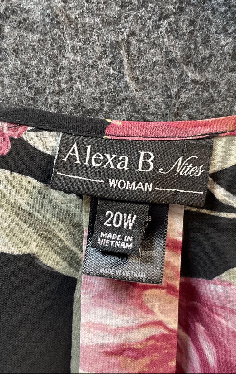 Alexa B. Nites Women's Plus Size 20W Black Pink Floral Faux Wrap Dress NWT
