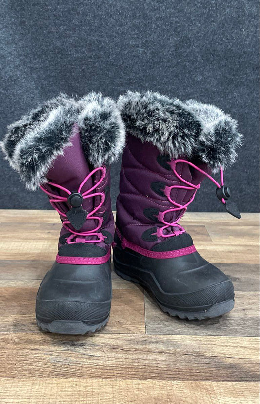 Kamik Girls Purple Quilted Winter Snow Boots Faux Fur Waterproof Canada Size 2