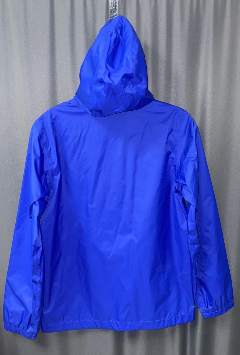 The North Face Boys' Blue Black Colorblock Hooded Windbreaker Jacket L (14/16)