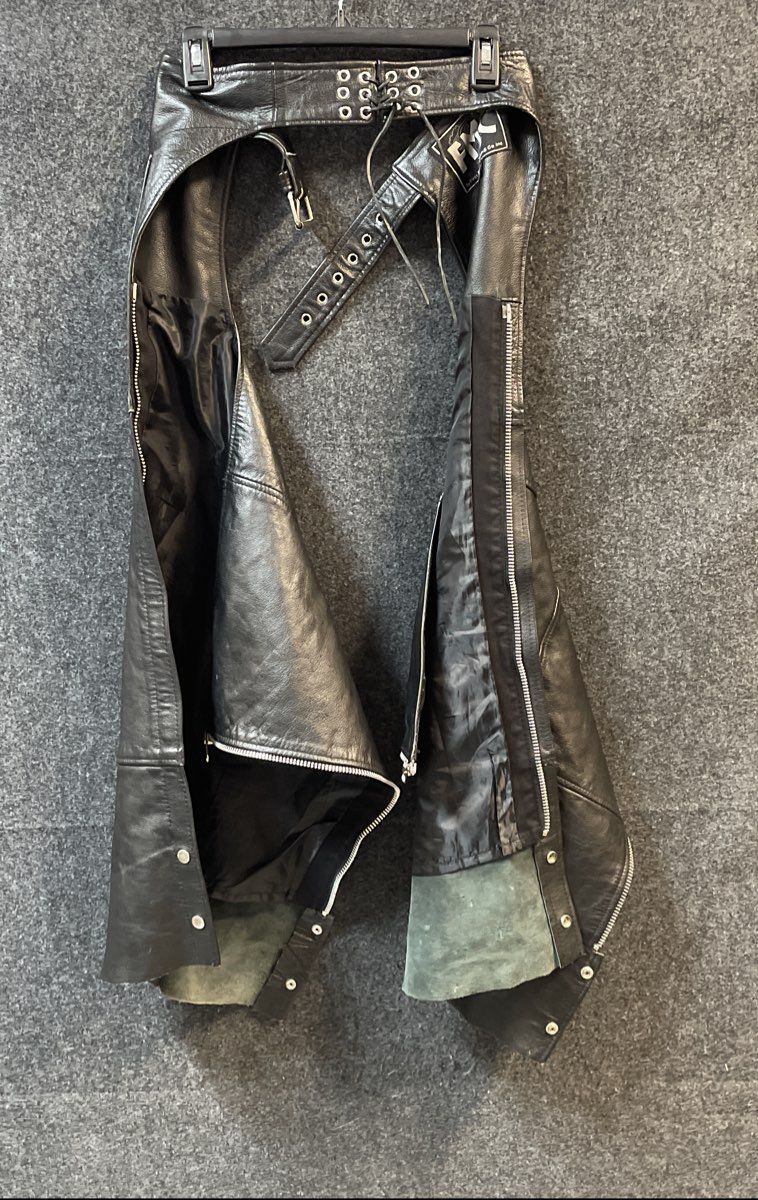 First Manufacturing Co FMC Black Leather Motorcycle Riding Chaps Sz XS