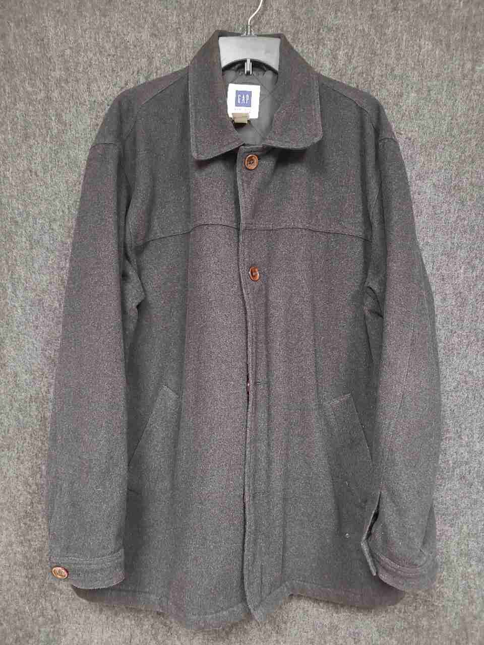 Gap Men's Charcoal Gray Recycled Wool Blend Button Front Coat Sz L