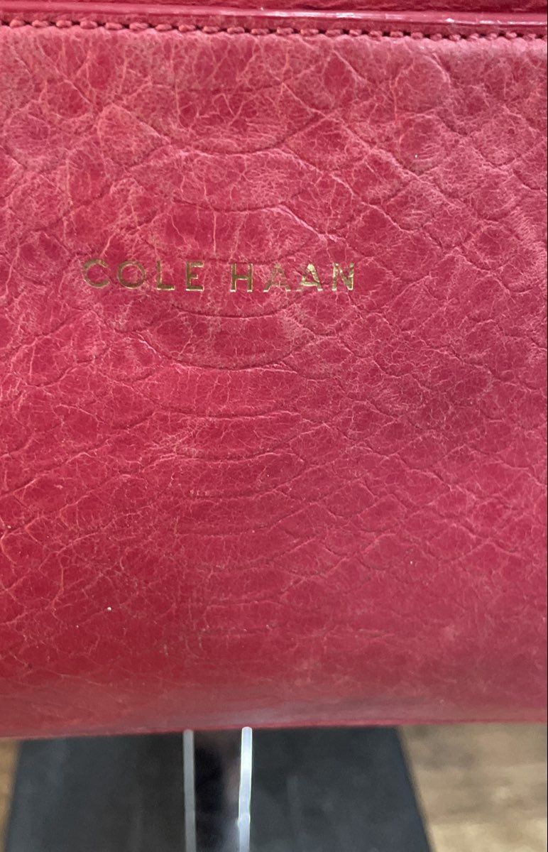 Cole Haan Pink Python Embossed Leather Shoulder Bag Gold Chain Hardware
