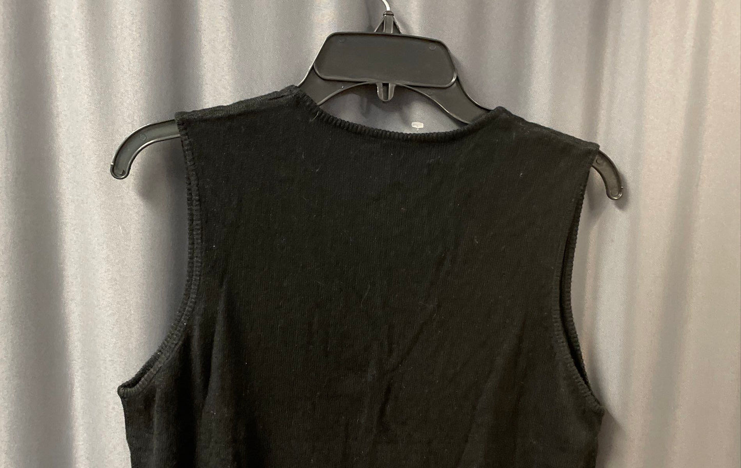 Mirette Women's Black 100% Silk V-Neck Textured Knit Sweater Vest Size L