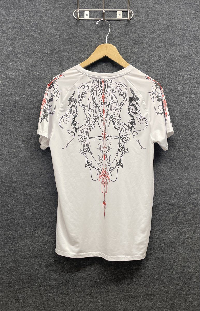Divinity Graphic T-Shirt White Gothic Tribal Sport Performance Sz L