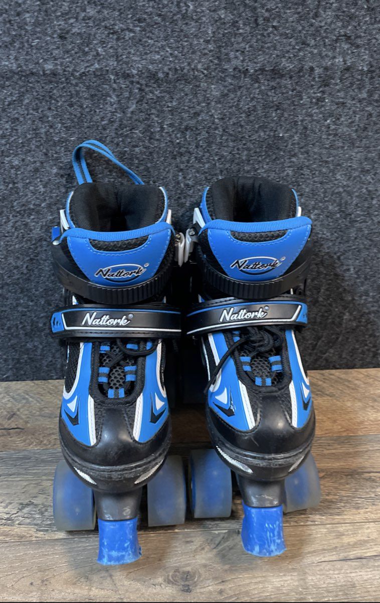 MammyGol Kids Quad Roller Skates Adjustable Size M 1Y-4Y Blue Black
