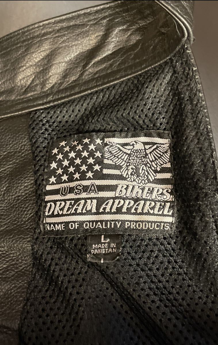 USA Bikers Dream Apparel Black Leather Lined Motorcycle Riding Chaps Sz L