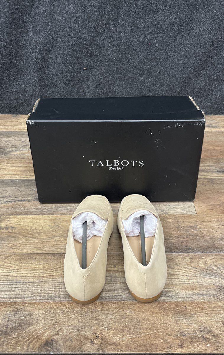 Talbots Stella Woven Light Toffee Suede Loafers Flats Women's Size 5.5M