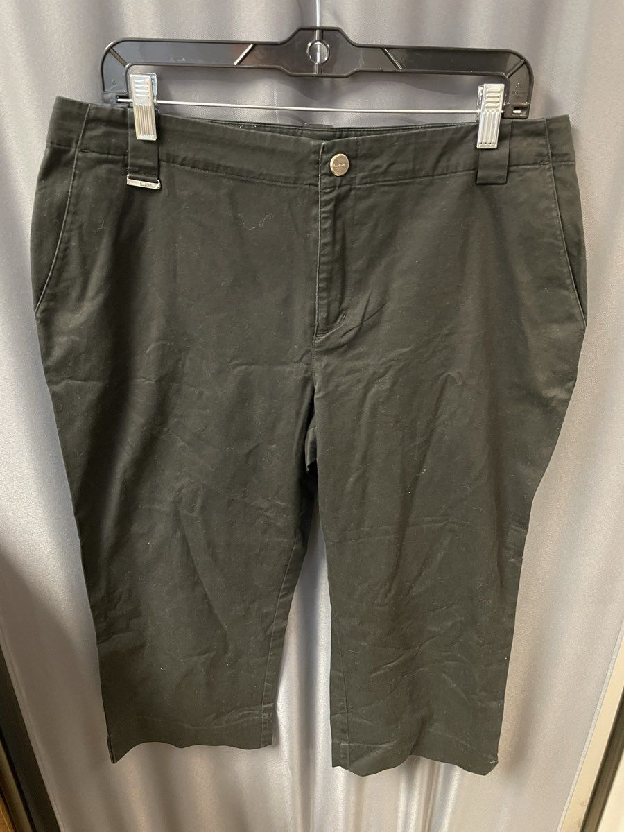 Lauren Ralph Lauren Women's Black Capri Trousers Cotton Blend Stretch Sz 12