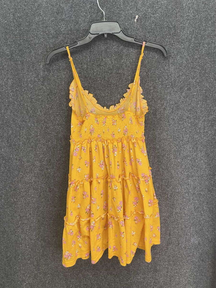 Jolie & Joy Women's Yellow Floral Smocked Tiered Ruffle Summer Dress Sz L