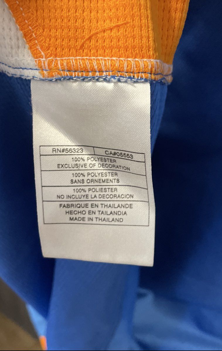 Jordan Men's Sleeveless V-Neck Shooting Shirt Blue White Orange OKC Sz XL