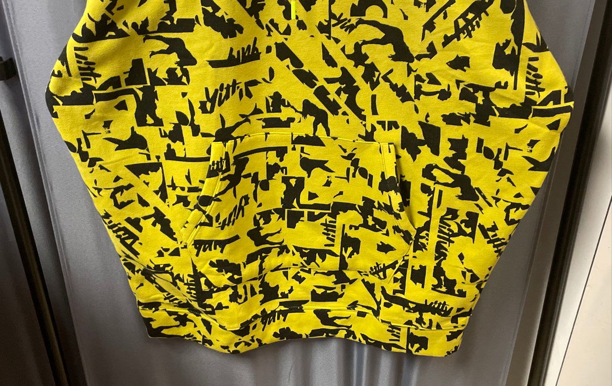 Yitty Women's Major Label Oversized Hoodie Yellow Black Pullover Sz S NWT