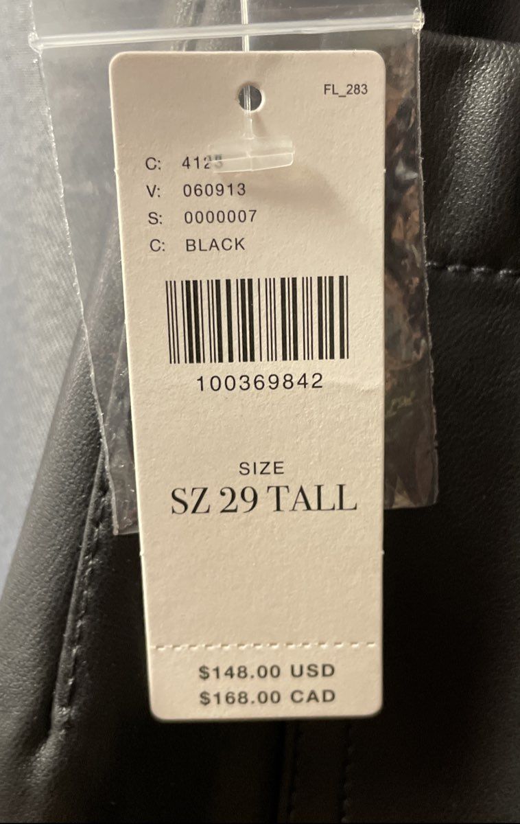 Anthropologie Maeve Women's Black The Colette Faux Leather Wide Leg Pants Sz 29T