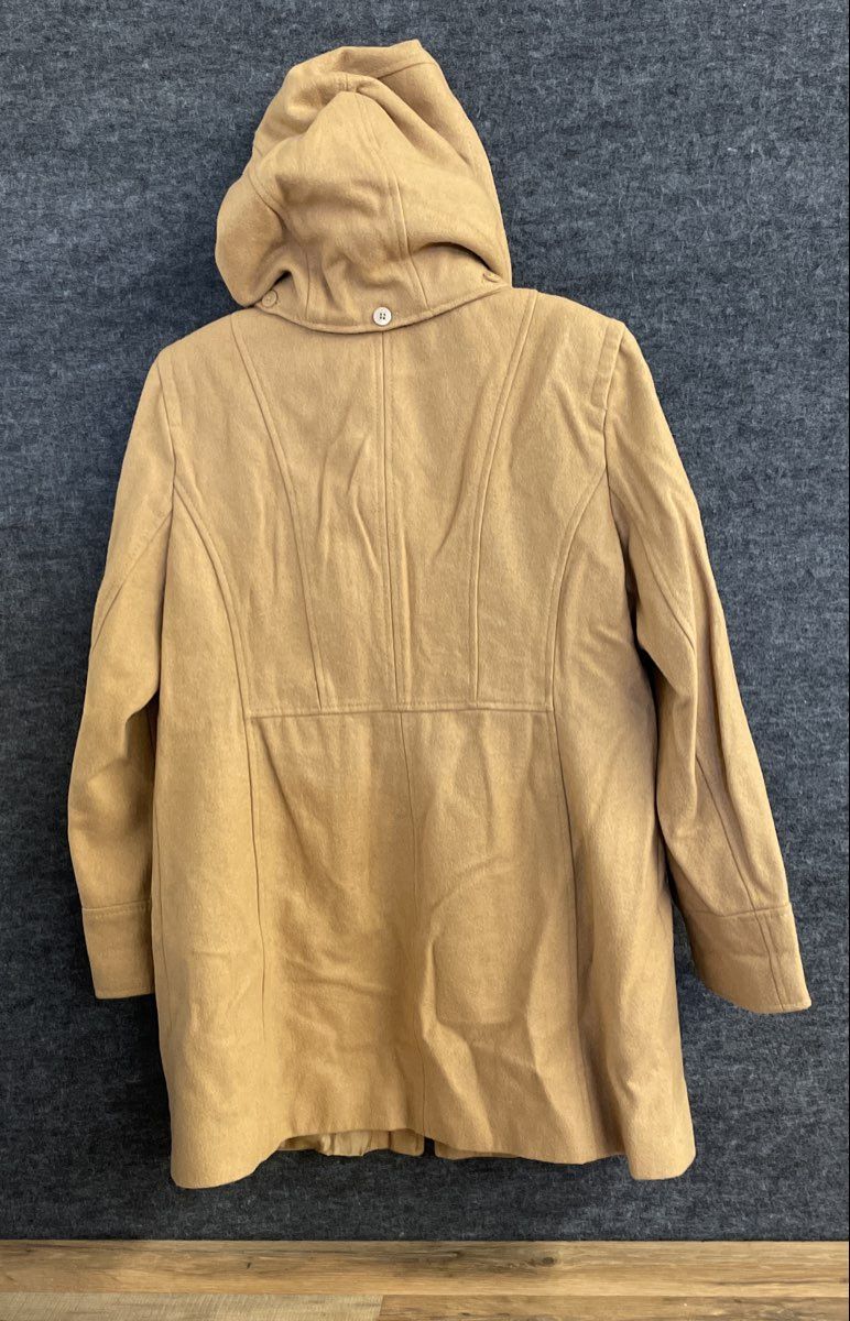 Michael Kors Women's Hooded Wool Blend Jacket Camel Zip Up Sz 14P