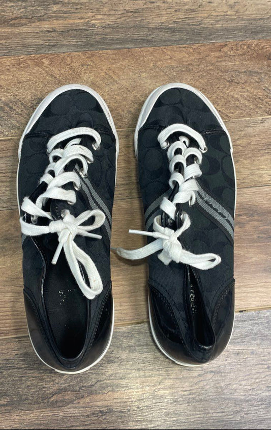 Coach Folly Black Signature Canvas Low Top Sneakers Women's Size 10 B