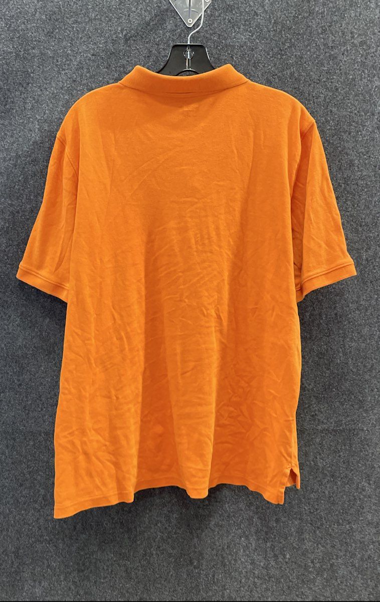 Lands' End Men's Orange Solid 100% Cotton Short Sleeve Polo Shirt Size L