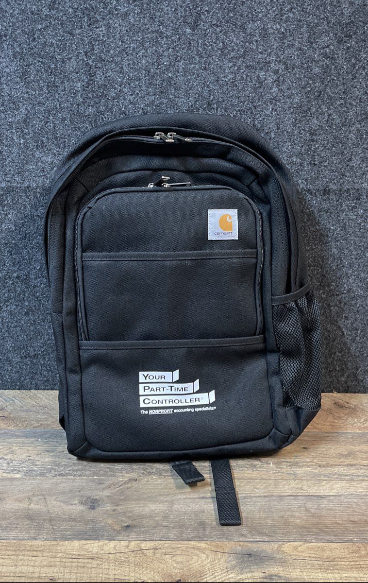 Carhartt Black Canvas Laptop Backpack Padded Work Bag Corporate Promo Logo