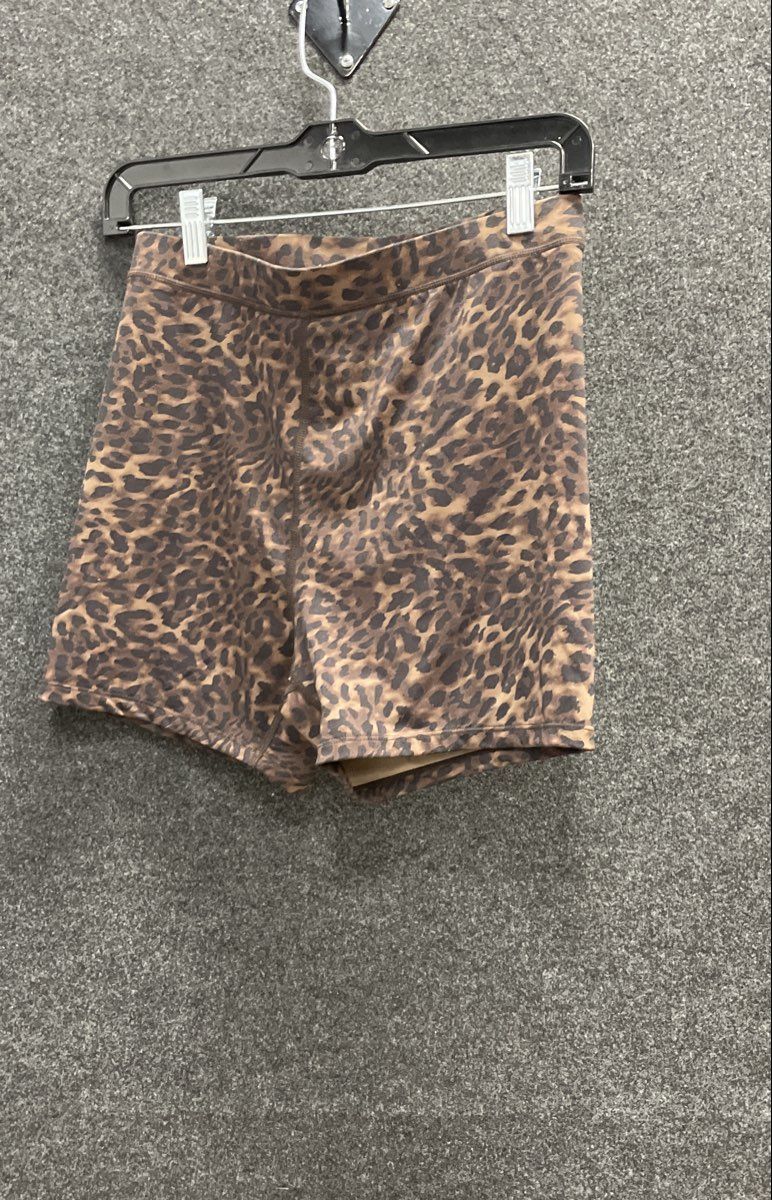 MPG Women's Leopard Print Activewear Tank Top & Bike Shorts Set Brown Sz M
