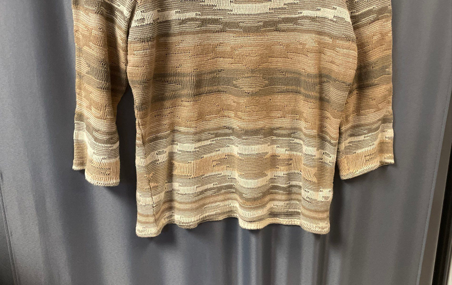 Lauren Jeans Co Ralph Lauren Women's Beige Striped Cotton Linen Knit Top Sz S