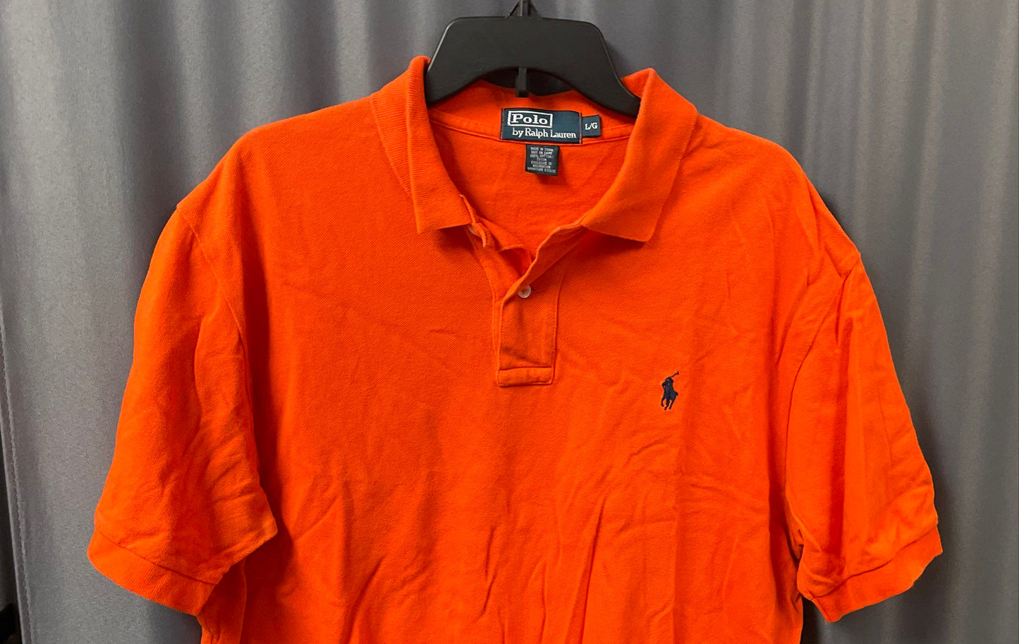 Polo Ralph Lauren Men's Short Sleeve Polo Shirt Orange Pique Navy Pony Sz L