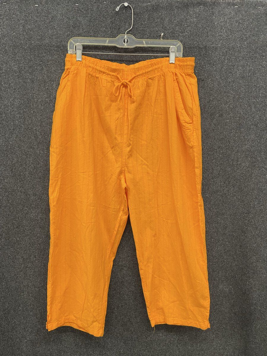 Ragton USA Women's Orange Textured Cotton Elastic Waist Pants Vintage 90s Sz 2XL