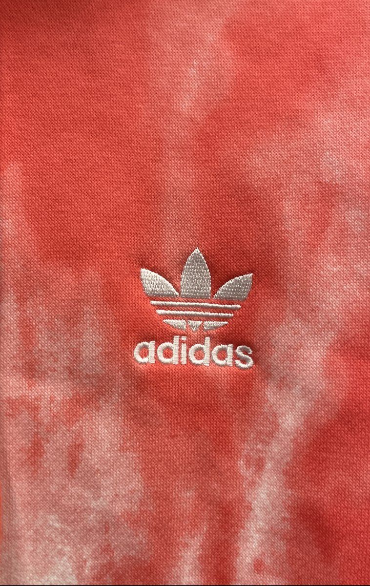 Adidas Originals Men's Hoodie Peach White Cloud Wash Tie Dye Trefoil Pullover S