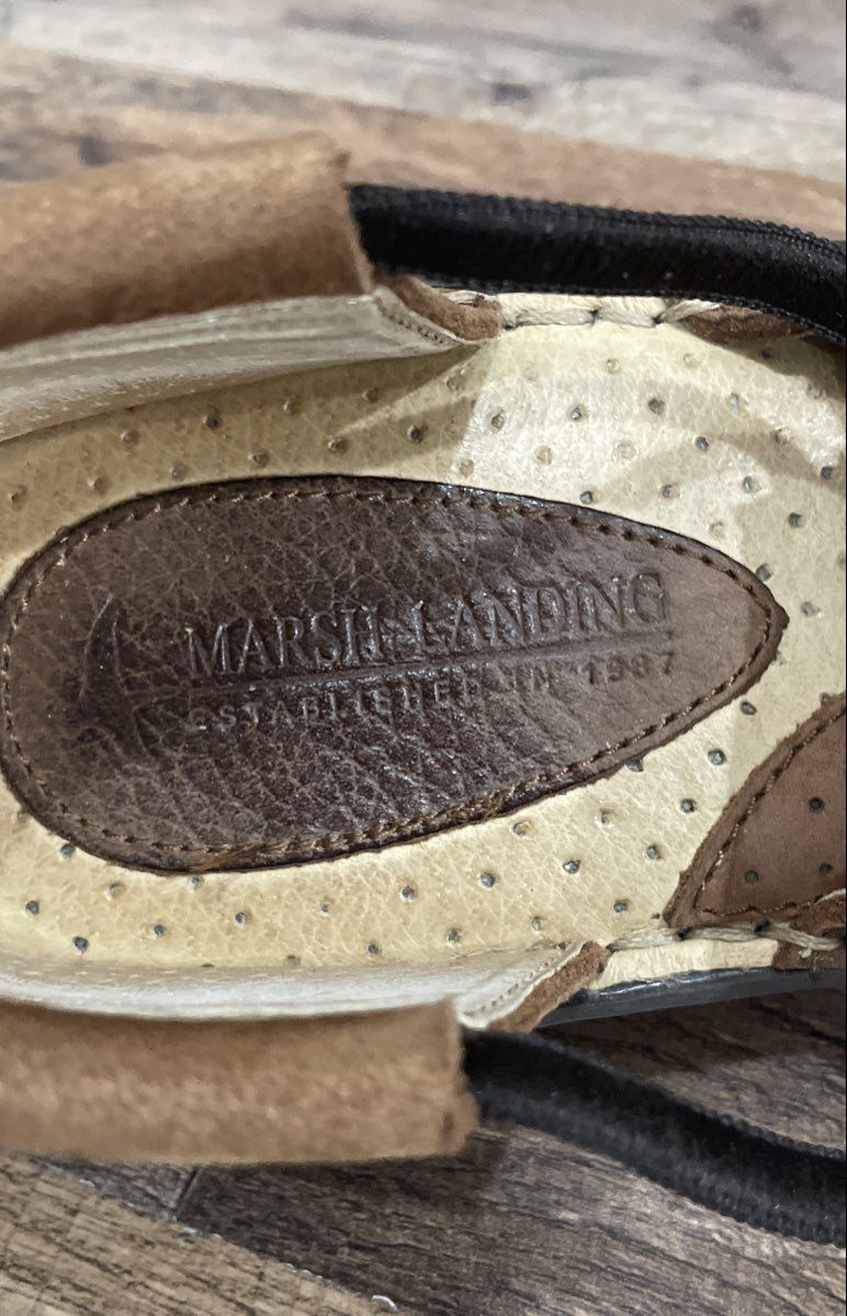 Marsh Landing Tanner Brown Pebbled Leather Comfort Slip-On Shoes Size 8.5 M