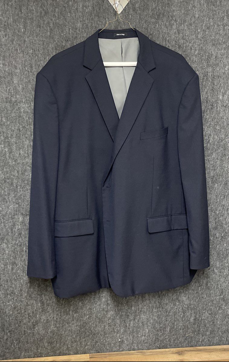 Pronto Uomo Platinum Men's Navy Blue Wool Blend Two Button Blazer Sz 56 L