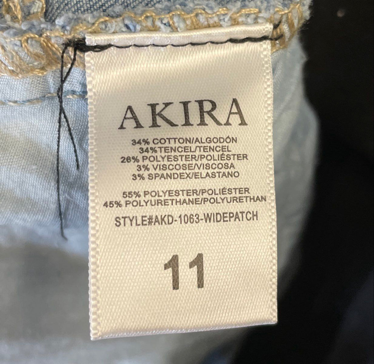 Akira Women's Extreme Stretch Patchwork Wide Leg Jeans Blue Black Sz 11