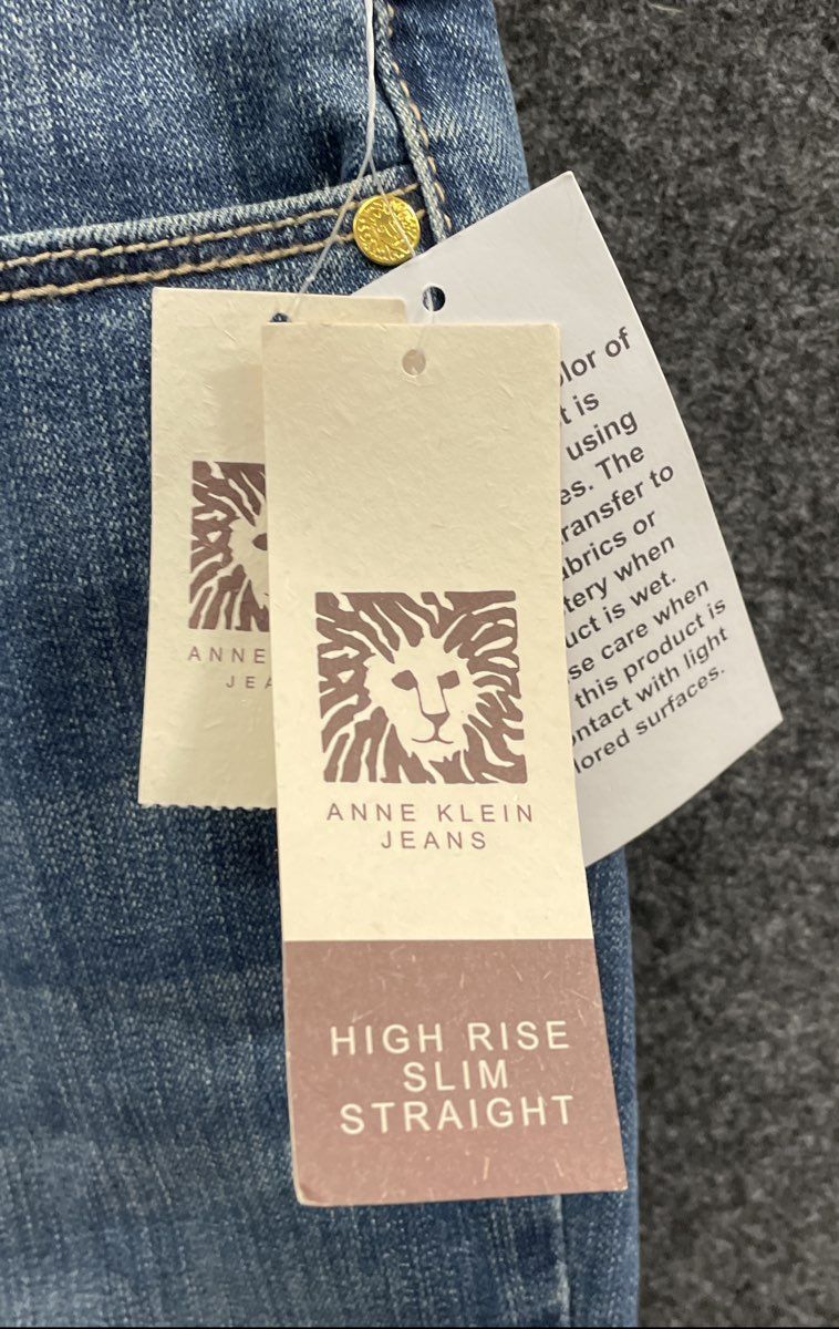 Anne Klein Women's High Rise Slim Straight Jeans Blue Slimming Sculpting 14 NWT