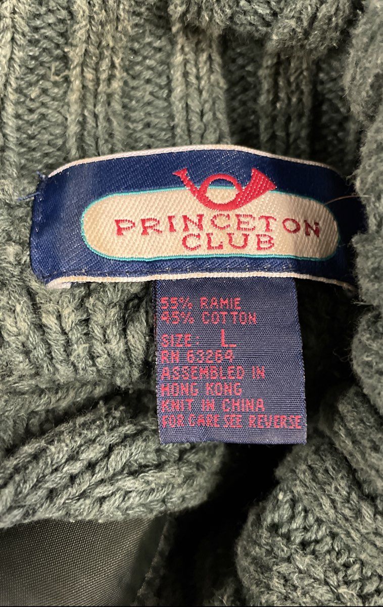 Vintage 90s Princeton Club Women's Sage Green Cable Turtleneck Sweater Sz L